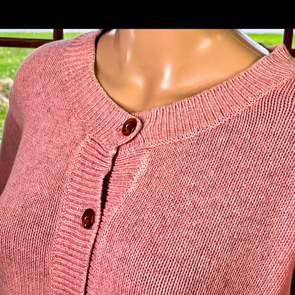 ▪️VTG▪️BENETTON▪️1980's Peach Marled Knit Cropped Cardigan Top - Picture 3 of 11